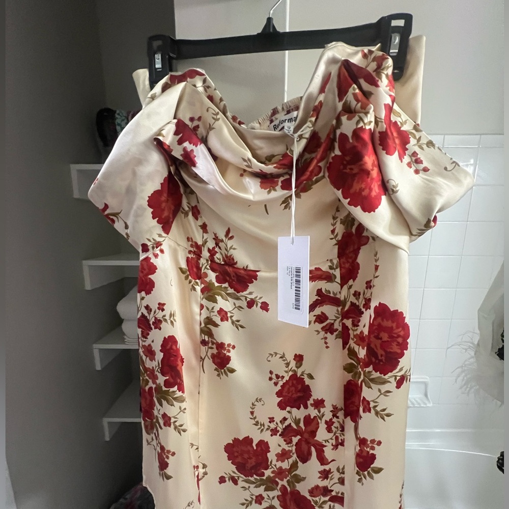 Reformation Lanelle Silk Dress red Floral NWT never worn size 12